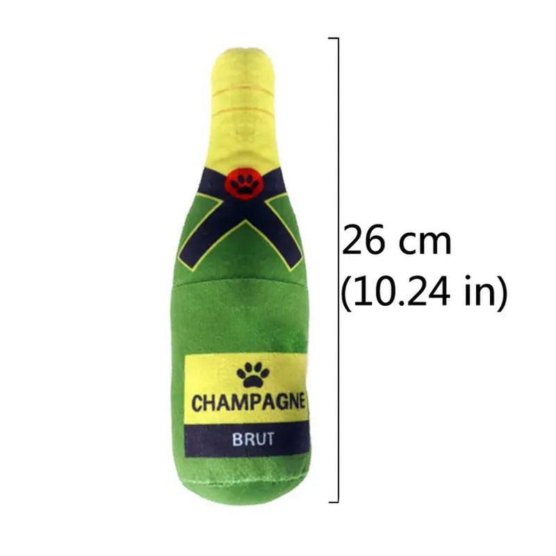 Interactive Dog Toys Champagne Wine Bottle Shape Pet Toy Plush Filled Vodka Toy Squeaky Bite-Resistant Pet Supplies Whisky