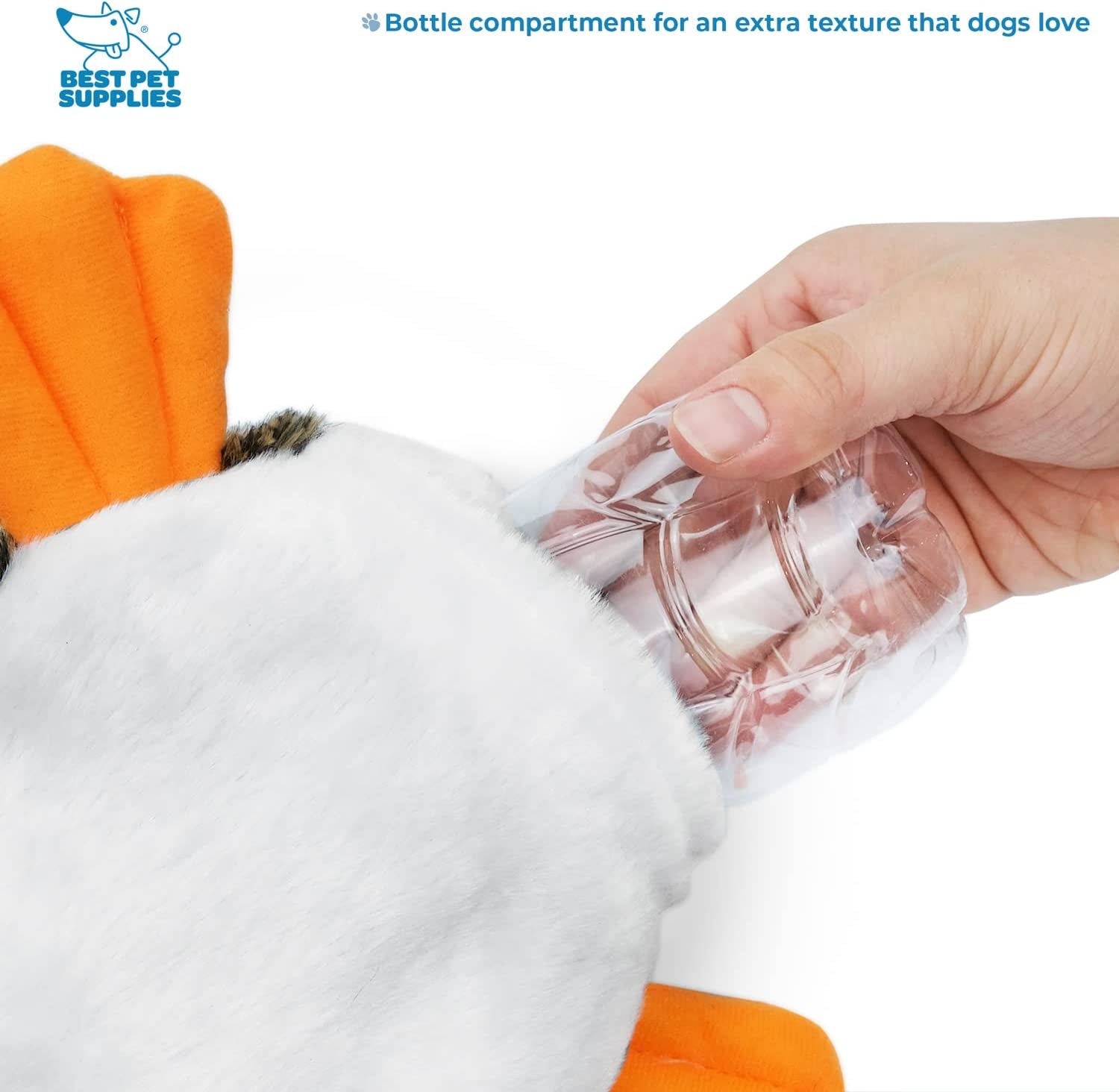 2-In-1 Stuffless Squeaky Dog Toys with Soft, Durable Fabric for Small, Medium, and Large Pets, No Stuffing for Indoor Play, Supports Active Biting and Play, Holds a Plastic Bottle