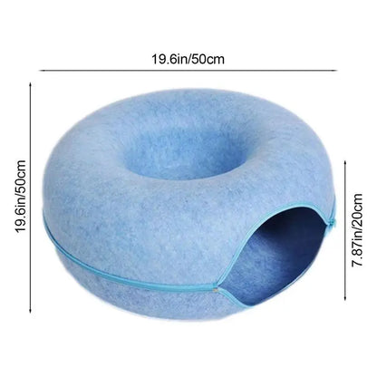 Pet Cat Tunnel Bed with Smart Zipper Design Donut Interactive Game Toy Indoor Kitten Training Sports Equipment Pet Supplies